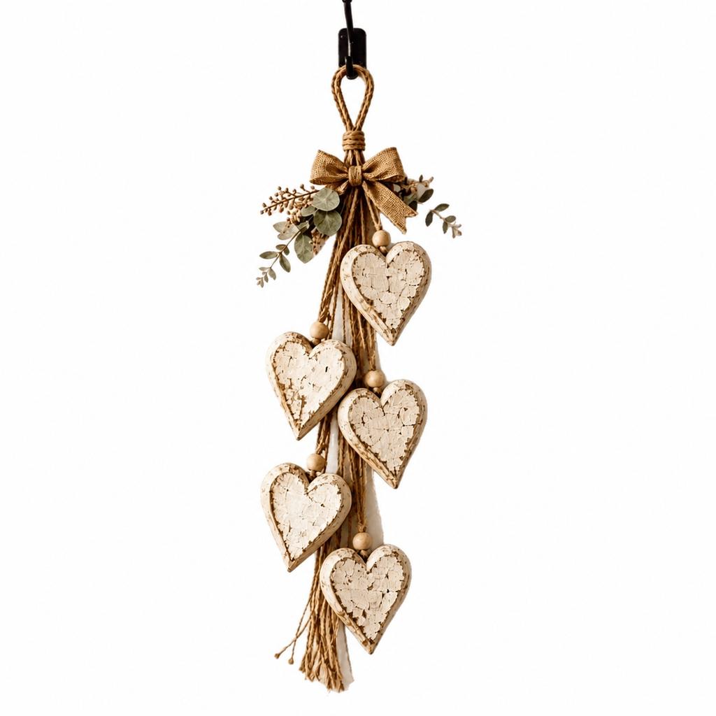 Holiday Hanging Decoration Rustic Wall Door Hanging Decoration Burlap Bow Heart Hanging Ornament Heart-Shaped For Home Wall