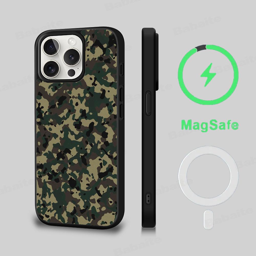 Camouflage Camo Military Army Phone Case Magnetic Case For IPhone 16 14 13 12 11 15 Pro Max Plus For Magsafe Wireless Charge