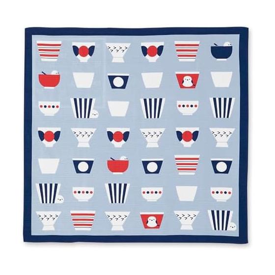 Furoshiki, Japanese Pattern, Small Lunch Box, 100% Cotton, 13-width Wrapping, Present, Gift, Wife s Large Furoshiki, Inochi, Blue, Approx. 50 x 50cm,