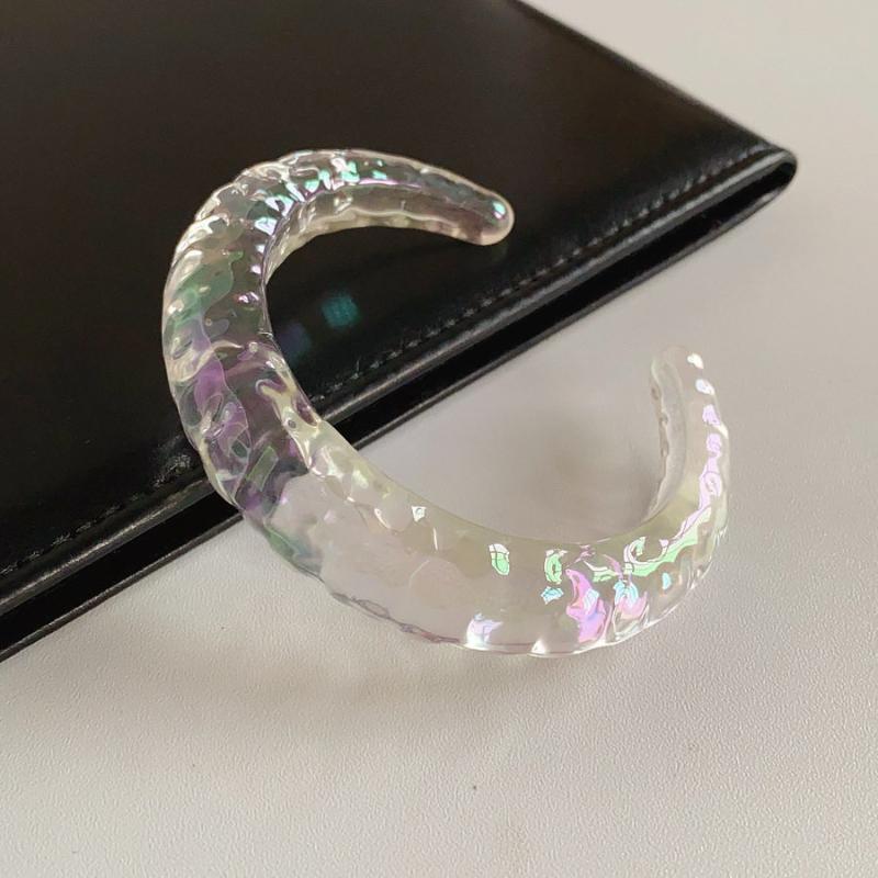 Acrylic Irregular Wide Cuff Bangle Transparent Stylish Bracelet Fashionable Accessory for Women A8