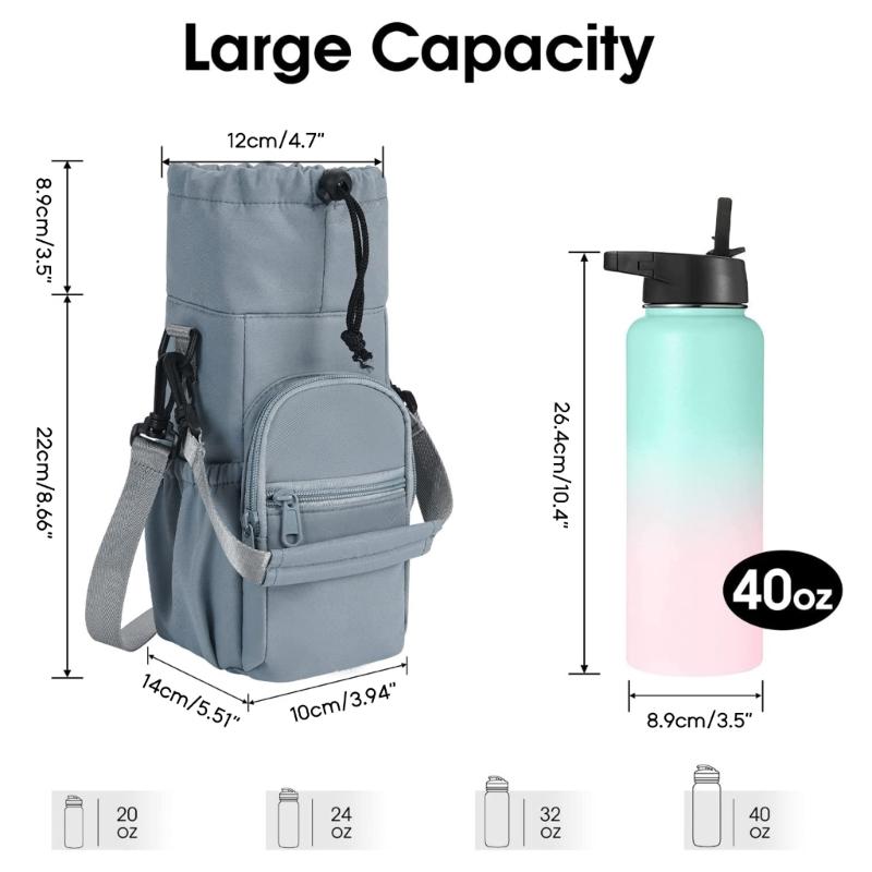 Portable Insulated Water Bottle Carrier Bag Adjustable Shoulder Strap Bottle Pouch Holder for Hiking Travelling Camping