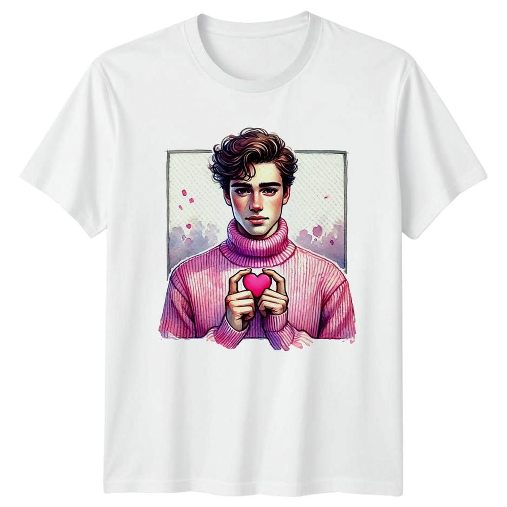 Pink Heart Illustration Unisexs TShirt Unisexs Tee Graphic Unisex Top S
