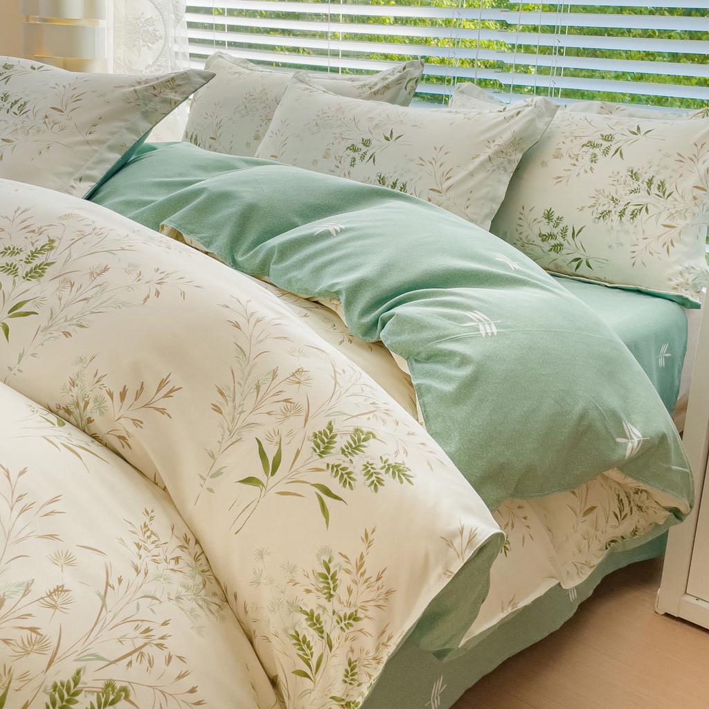 4pcs Cartoon Love Duvet Cover Set Simple Blue Plaid Bed Sheet Adults Kids Teenagers Bedding Comforter Cover with 2 Pillowcases