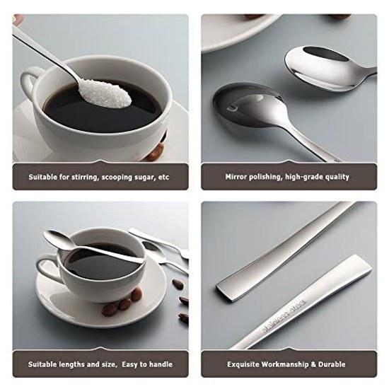 AOOSY Stainless Steel Coffee Spoon 3-Piece Set 13cm Thickness 1mm Mirror Finish Smooth Mouthfeel Demitasse Tea Yogurt Dessert Cutlery