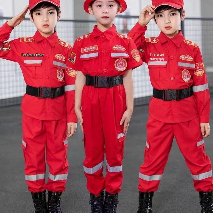 Kids' Firefighter Costume: Halloween Cosplay & Performance Set