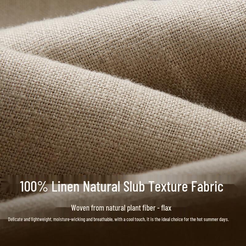 Zhuangji Men's 100% Linen Casual Straight-Leg Trousers