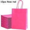 12pcs 16x22x8cm Blank Color Kraft Paper Bags Reusable Gift Bag for Birthday Party Wedding Gift Bag with Handle Tote Bag