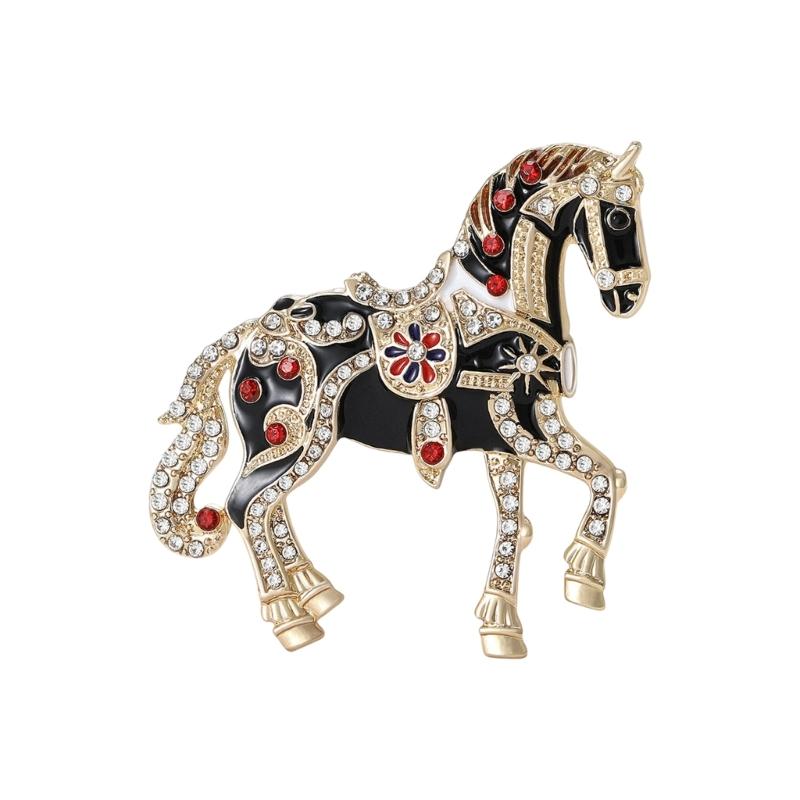 Elegant Cartoon Horse Brooch With Enamel Finish And Sparkling Rhinestones Lapel Pin For Casual Or Formal Outfits