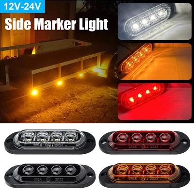 2PCS 12-24V 4LED Truck Beacon Lamp Trailer Side Marker Lamp LED Waterproof Car Warning Clearance Side Light for Lorry