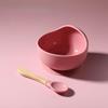 Children Lunch Silicone Tableware Baby Bowl Spoon Wooden Handle Silicone Spoon Cup Bowl Baby Silicone Bowl Lunch Feeding