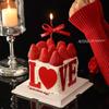 214 Valentine's Day Love Cake Topper - Acrylic Heart & Strawberry Decor 2025