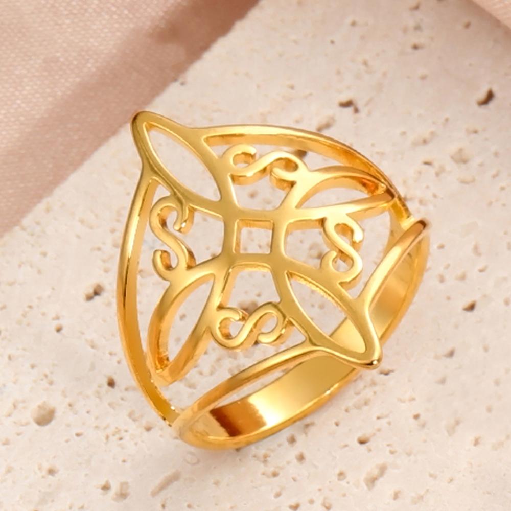 Dawapara Prsten s čarodějnickým uzlem pro ženy Nerezová ocel Keltský uzlový prsten Amulet čarodějnictví Wicca šperky Dárek na Valentýna