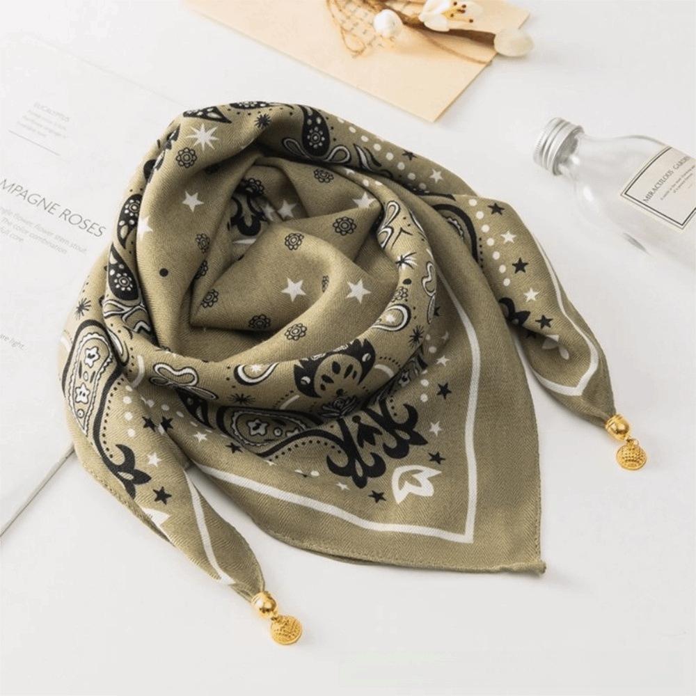 

Soft Cotton Magnetic Print Scarves 65x65cm Magnetic Buckle Cotton Square Scarf Floral Print Soft Shawl Girl Women