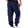Men Cargo Jogger Sweatpants, Elastic Drawstring Waist Side Flap Cargo Pockets Stripe Seam Ribbed Ankle Cuffs Soft Fleece Casual Athletic Trousers