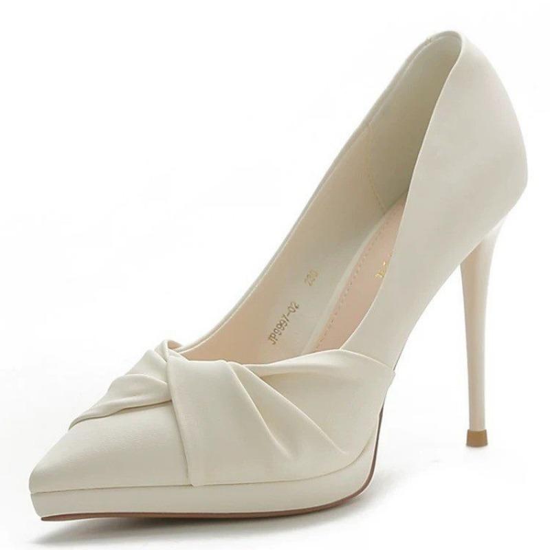 Fashion Women's Slim Heel Shoes Spring New Pointed Head Shallow Mouth Thick Sole Anti-slip Wear-resistant High Heels