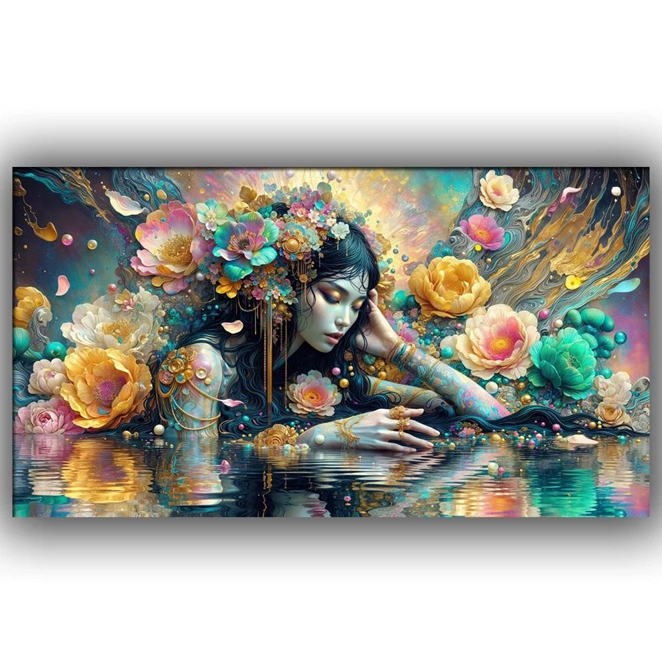 

Абстрактный Цветочный Пейзаж Женщина 5d Сделай Сам Алмазная Живопись Полная Квадратная Круглая Темная Принцесса Алмазная Мозаика Ювелирные Изделия Вышивка Крестом Full Round 50x100CM