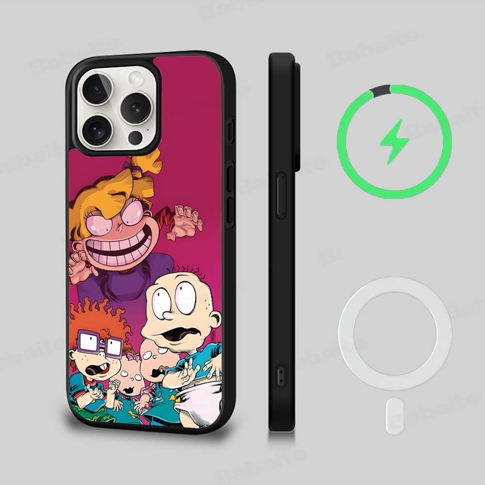 Cartoon Funny R-Rugrats For Magsafe Magnetic Phone Case Wireless PC+TPU For IPhone 11 12 13 14 15 16 17 Pro Max Plus