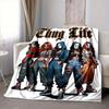 1Pc Thug Life Fashion Icon Flannel Fleece Blanket Soft Warm Throw Blanket for Sofa Bed Couch Home Decor Lightweight Travel Nap Blanket Xmas Gift H1122