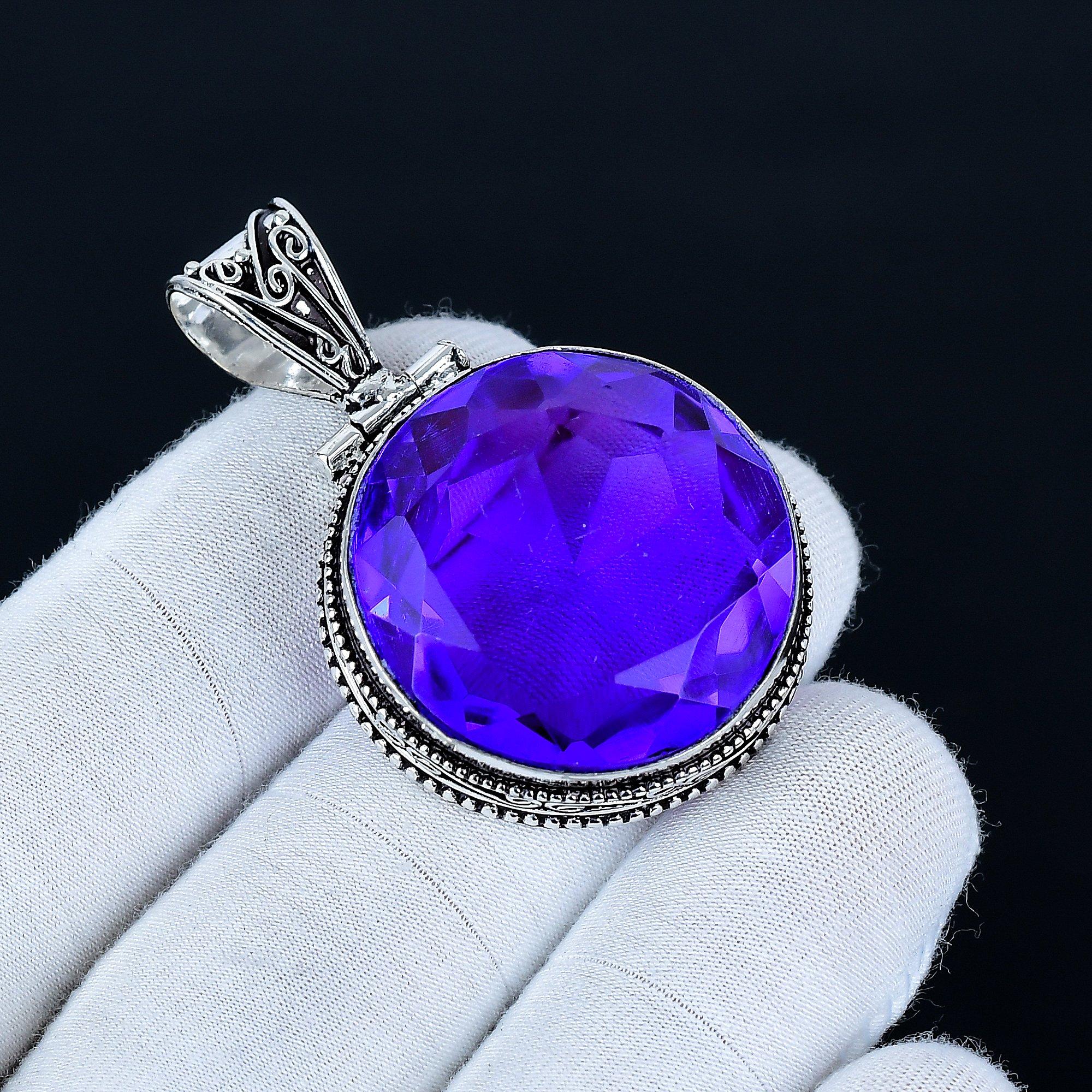 

Аметистовый кулон, Ювелирные изделия ручной работы из стерлингового серебра 925 пробы, Серебряный кулон с аметистом, Ювелирные изделия для вечеринок для женщин, Подарок на День святого Валентина 4.5 Cm фиолетовый