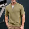 Men's Summer Solid Color Casual T-shirt Sports Breathable Zipper Collar Top