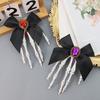 Halloween Skeleton Hand Hair Clips with Bowknot Faux Crystal Hand Bone Hairpin Gothic Skull Claw Hair Accessories for Girls Party Cosplay