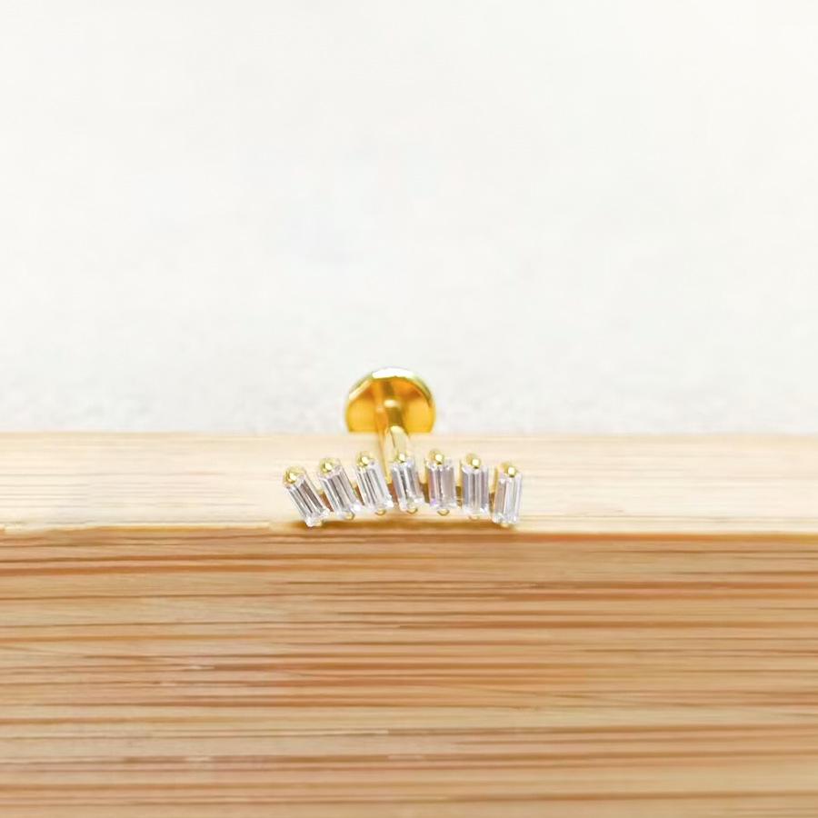 F136 Titanium Flower Peacock Crown Earrings, Long Studs for Cartilage Piercing, 1.2/1.0 Thickness