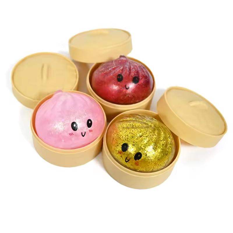 Mini Glitter Squishy Dumpling Fidget Toys Stress Relief Squeeze Toys for Adults Sensory Fidget Toy for Party Favors Gifts Random
