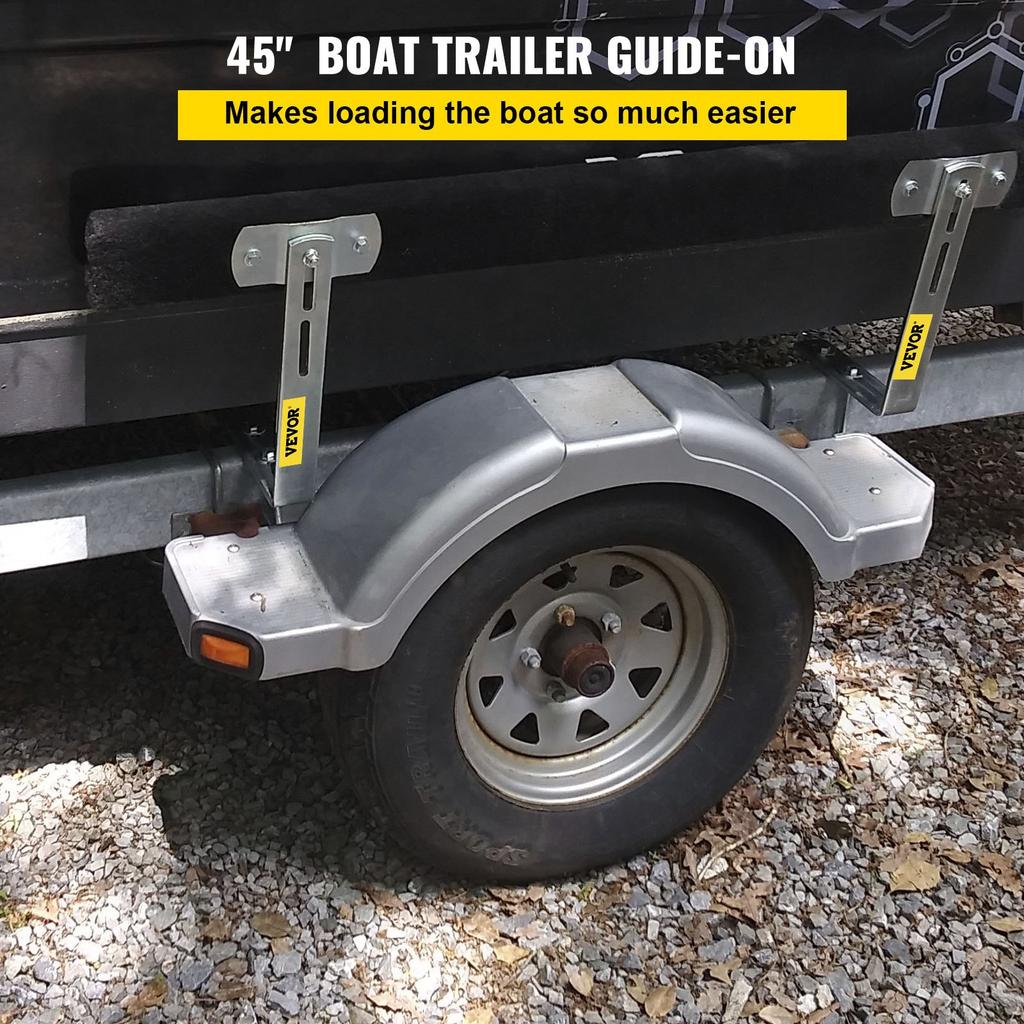 VEVOR Boat Trailer Guide-ons, 48", 2 PCS Rustproof Steel Trailer Guide Ons, Trailer Guides with Carpet-Padded Boards, Mounting Parts Included