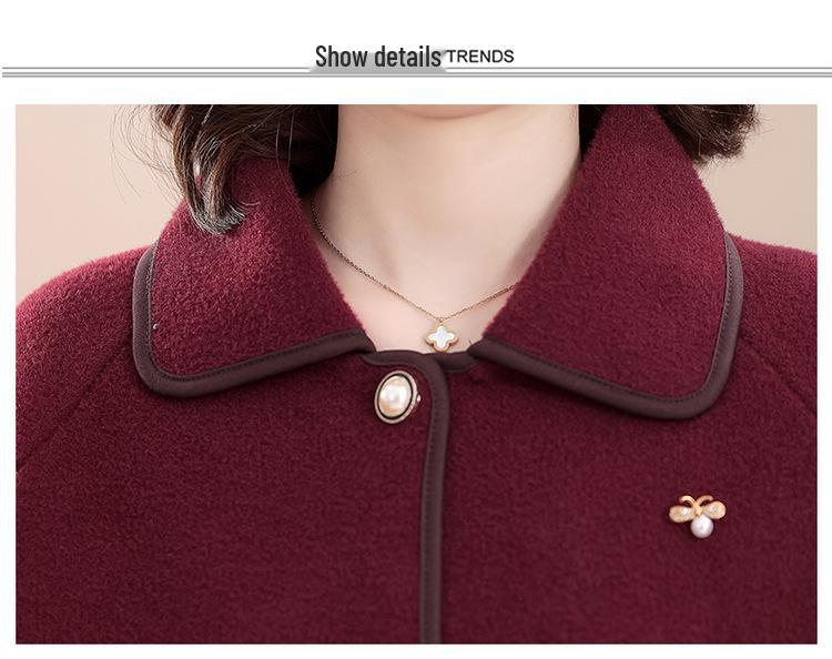Hengyuanxiang Woolen Trench Coat for Middle-Aged and Elderly Women