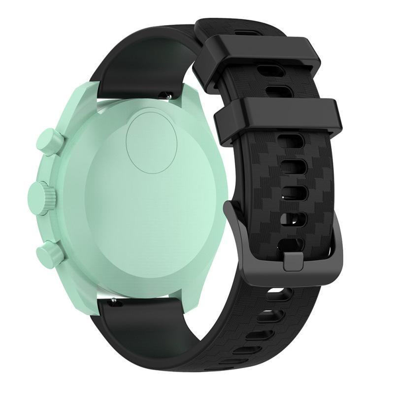 Hot! 20mm Silicone Watch Band Solid Color Carbon Fiber Pattern Soft Strap Compatible For Omega Smart