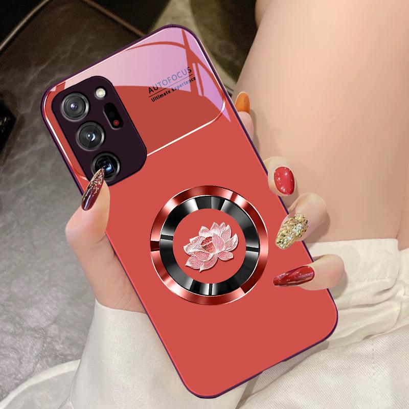 Circular Lotus Flower For Samsung Galaxy Note 8 9 10 PRO 20 Ultra A01 02 03 Core 04E 4G A10 12 13 5G Tempering Glass Phone Case