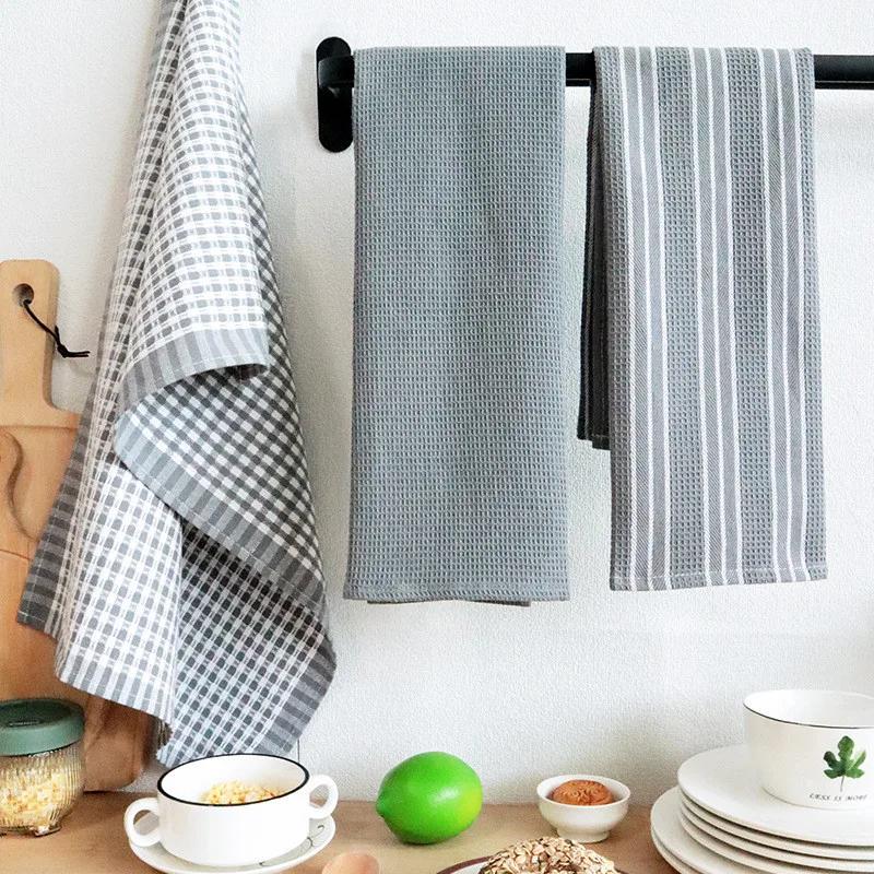 3Pcs/set 45x60cm Cotton Waffle Dinner Table Napkins Kitchen Tea Towels Absorbent Dish Cleaning Cloth
