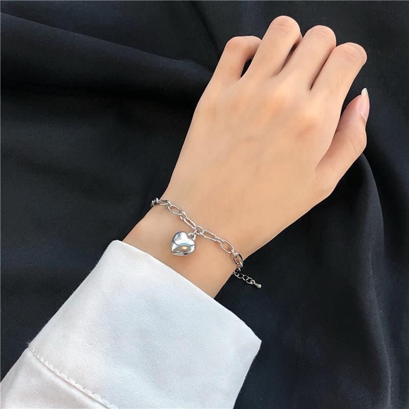

Hiphop Love Heart Pendant Chain Bracelet for Women Pulsera Romantic Personality Charming Copper Color Valentine s Day Gift Girl