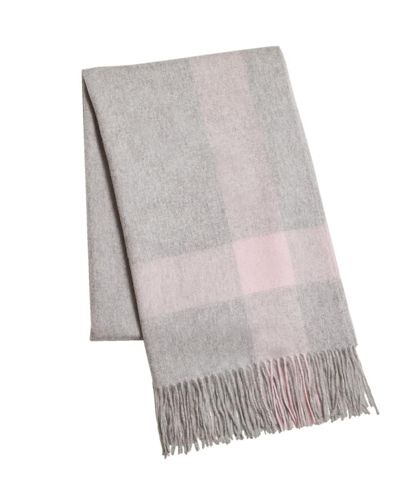 IMC Cashmere Lined Approximately 60cm x 200cm 10cm Stole, 100% Cashmere, Check/Pattern, Large, Gray, (including fringe)