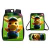 Pattern Backpack Pikachu Shoulder Bag Pencil Case Three Piece Set