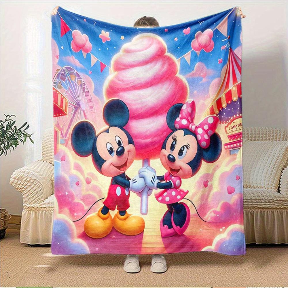 1pc flannel minnie mouse and mickey mouse hand in hand bedding throw blanket sofa cover gift home decoration plush throw