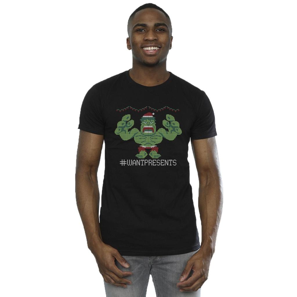 Marvel Mens Avengers Hulk Cross Stitch T-Shirt