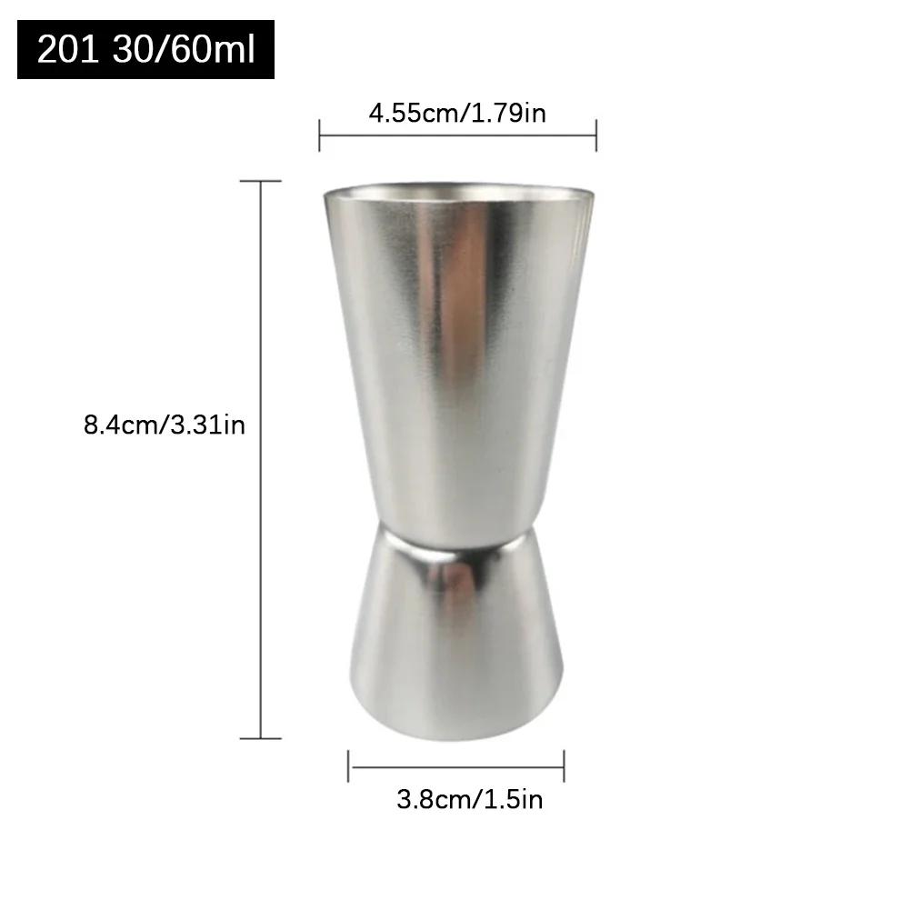 15/30ml 25/50ml 30/60ml Stainless Steel Measuring Cups Bar Party Wine Cocktail Shaker Dual Shot Jigger Liquid Drinks DIY Tool