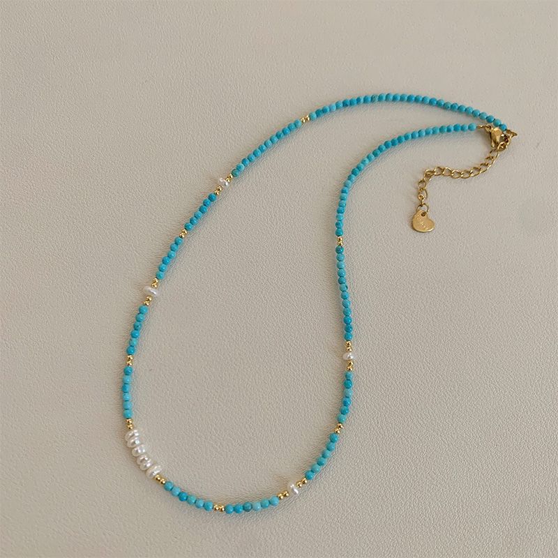 

Натуральный жемчуг пресноводный бирюзовый ожерелье из бусин женское 2025 новая мода легкая роскошь чокер аксессуары Main drawing