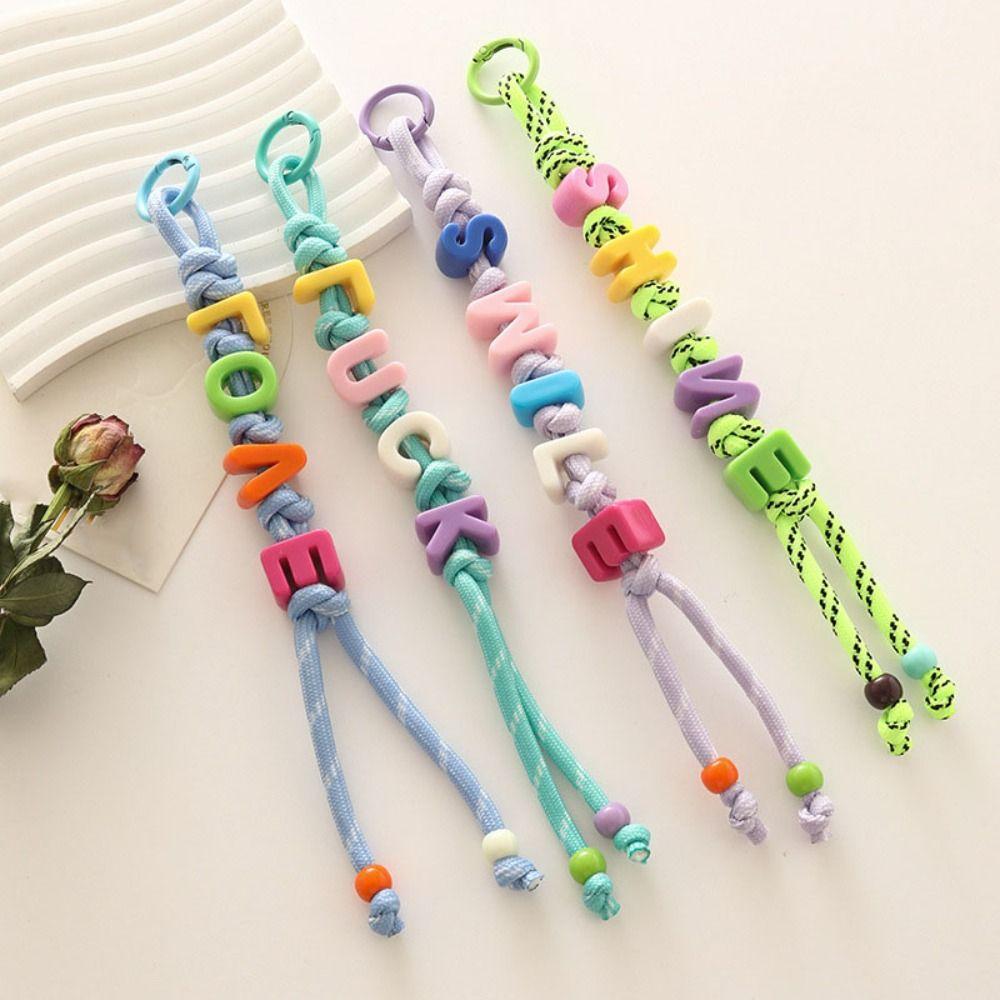 Colorful Acrylic Beads Keychain Anti-Lost Beaded Tassel Pendant Fashion Mobile Phone Lanyard  Ins