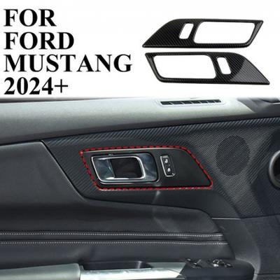 Carbon Fiber Style Inner Door Handle Bowl Panel Trim Cover for Ford Mustang