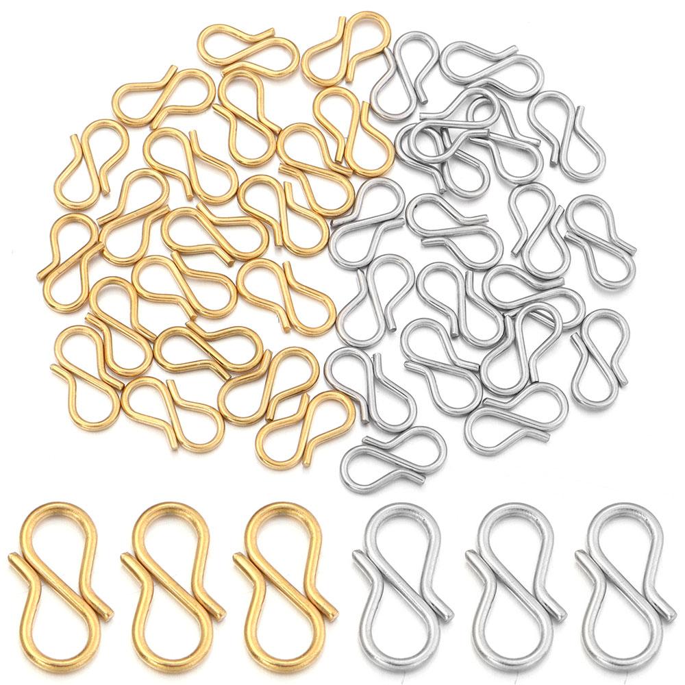 30Pcs Stainless Steel Letter S End Clasps Hooks 7X13mm Bracelet Necklace Chain Connectors Buckle For Jewelry Making Accessories