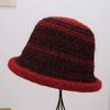 New Small Fresh Comfortable Warm Striped Knitted Comfortable Casual Bucket Hat Burr Edge Casual Warm Small Brim Basin Hat