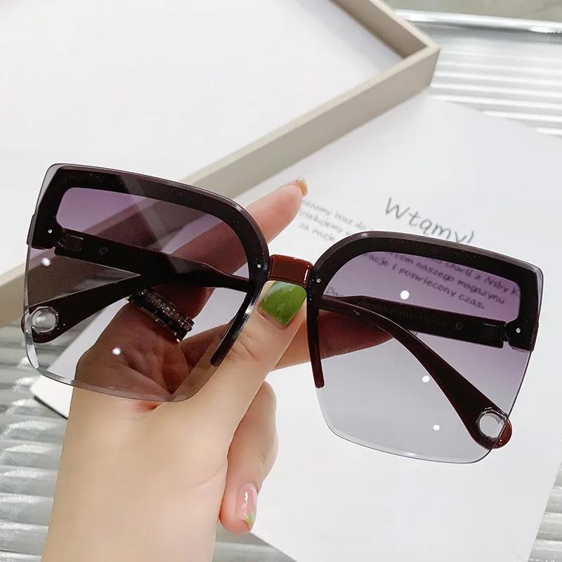 Frameless Trendy Sunglasses for European American Street Photography Instagram Style UV Resistant Box
