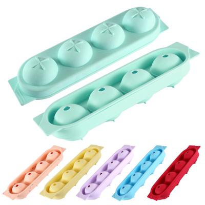 Four Ball Silicone Ice Tray with Lid Ice Tray Round Ball Ice Tray Round Ice Box Whiskey Ice Hockey Silicone Ice Mold
