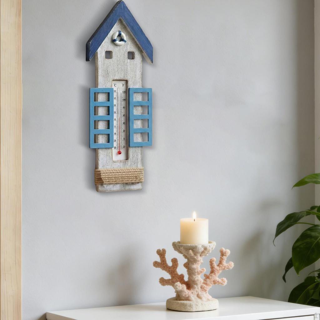 Holz-Wandthermometer Nautisch Innen Außen Hängendes Thermometer für Strandhaus Seehütte