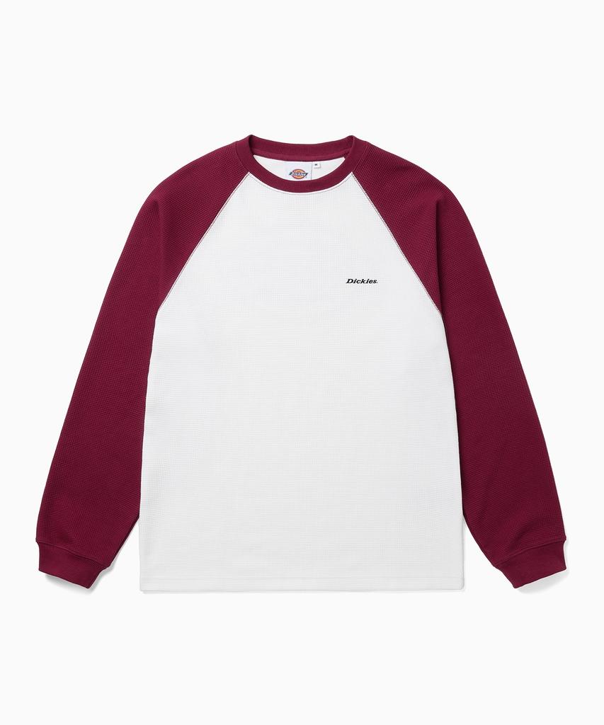 DICKIES Bag Mono Logo Waffle Raglan Long Sleeve Red