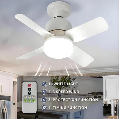 Remote Control LED Light Bulbs Ceiling Fan With Light E27 Socket Dimmable Wireless Fans Lighting For Bedroom Kitchen