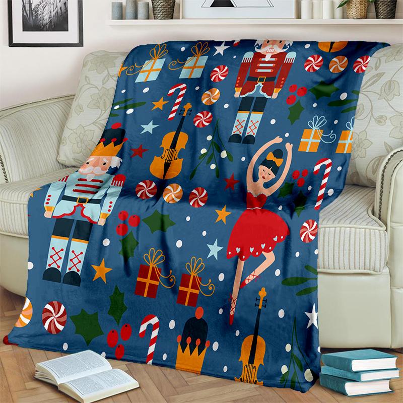 The Nutcracker Merry Christmas Cartoon Doll Festival Gift Blanket,Soft Throw Blanket for Home Bedroom Bed Sofa Picnic Cover Kids