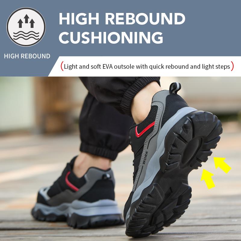 Rotating Button Safety Shoes Men Steel Toe Work Shoes Man Puncture Proof Work Safety Boots Protective Platform Industrial Shoes